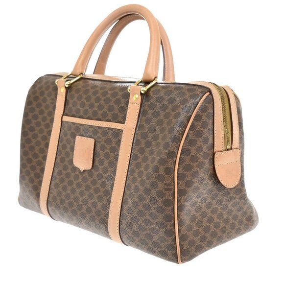 CELINE Logo Macadam Pattern Travel Hand Bag PVC Leather Brown GHW Italy 38EF520 - Picture 2 of 16